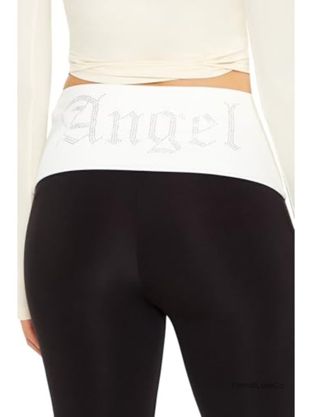 High Rise Flare Pants with Rhinestone Angel Back Embellishments - Picture 3 of 3